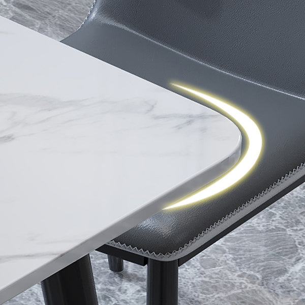 Square Industrial Dining Table White Tone Fixed Table with Sintered Stone