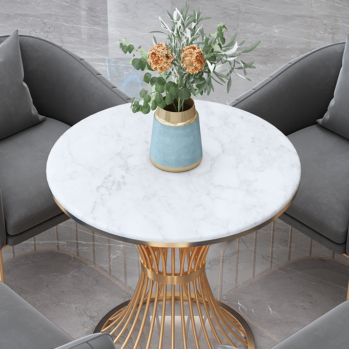 Luxury Style Sintered Stone Dining Table Single Pedestal Base Round Table for Home