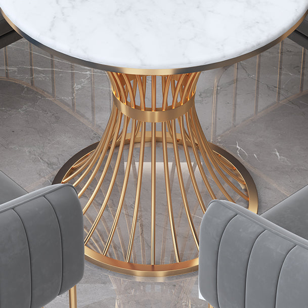 Luxury Style Sintered Stone Dining Table Single Pedestal Base Round Table for Home