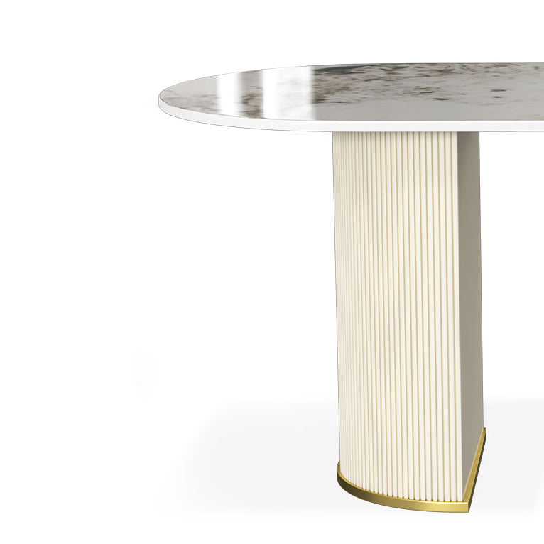 Metal Traditional Luxury Free Form Indoor Table Sintered Stone Table for Dining Room