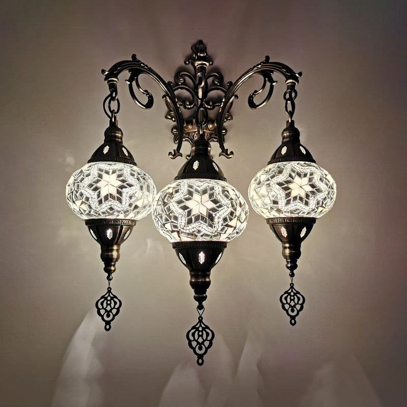 Luz de pared de vidrio de corte oval a mano 3 cabezas de 3 cabezas Luz de apliques en blanco/rojo/amarillo