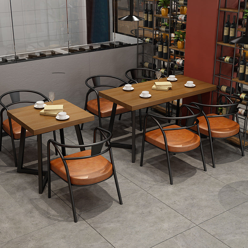 Industrial Solid Wood Dinner Room Kitchen Table Brown Sled Base Table for Dinning Room
