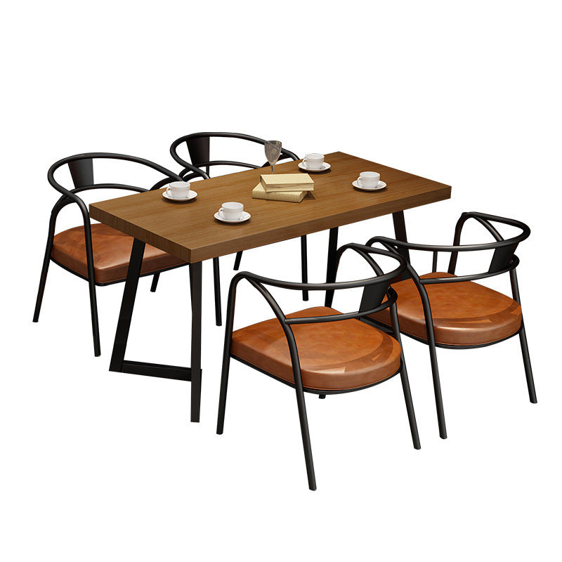Industrial Solid Wood Dinner Room Kitchen Table Brown Sled Base Table for Dinning Room