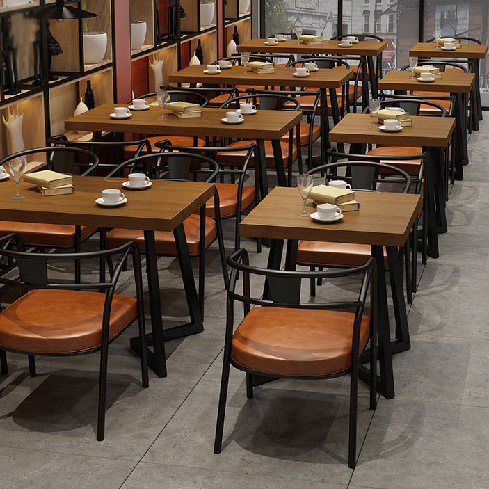 Industrial Solid Wood Dinner Room Kitchen Table Brown Sled Base Table for Dinning Room