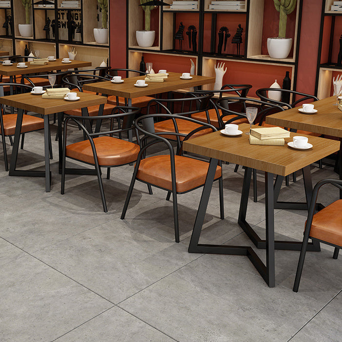 Industrial Solid Wood Dinner Room Kitchen Table Brown Sled Base Table for Dinning Room