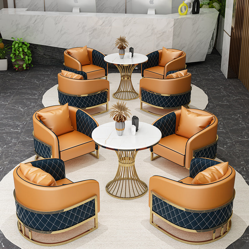 Tavolo da pranzo a due colori in pietra sinterita rotonda tavolo piedistallo glam per sala da pranzo