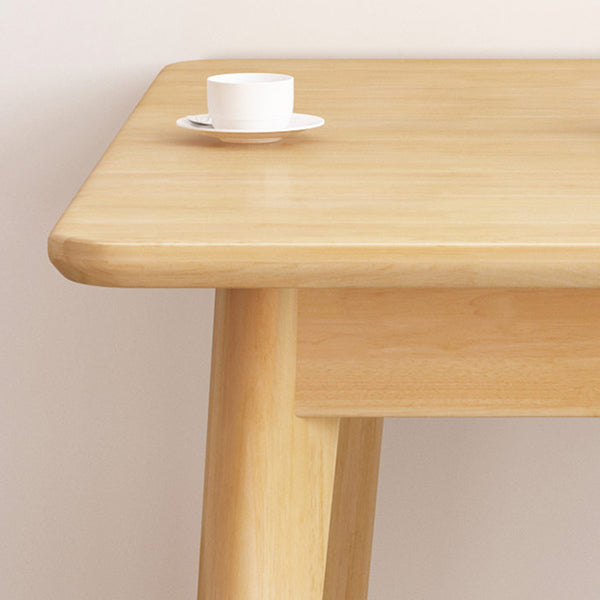 Square 4 Legs Industrial Dining Table Wood Color Fixed Table with Rubberwood Solid Wood