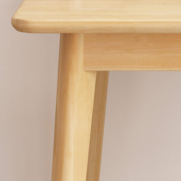 Square 4 Legs Industrial Dining Table Wood Color Fixed Table with Rubberwood Solid Wood