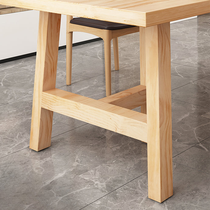Rectangle Pine Solid Wood Table Modern Dining Table with Double Pedestal