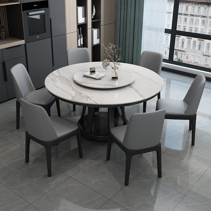 Contemporary Sintered Stone Round Dining Table Standard Kitchen Dining Table with Pedestal Base