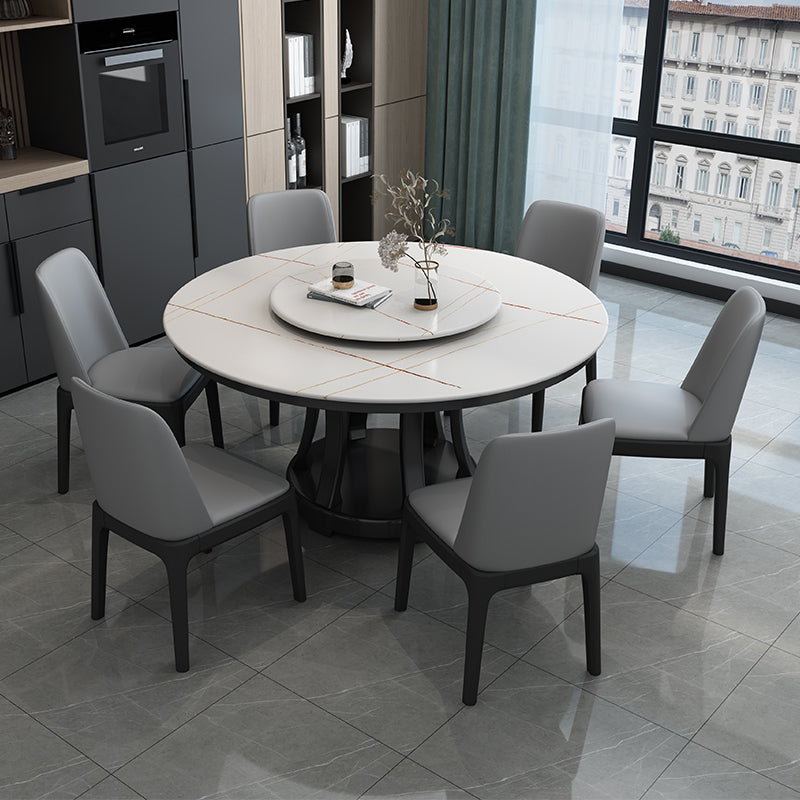 Contemporary Sintered Stone Round Dining Table Standard Kitchen Dining Table with Pedestal Base