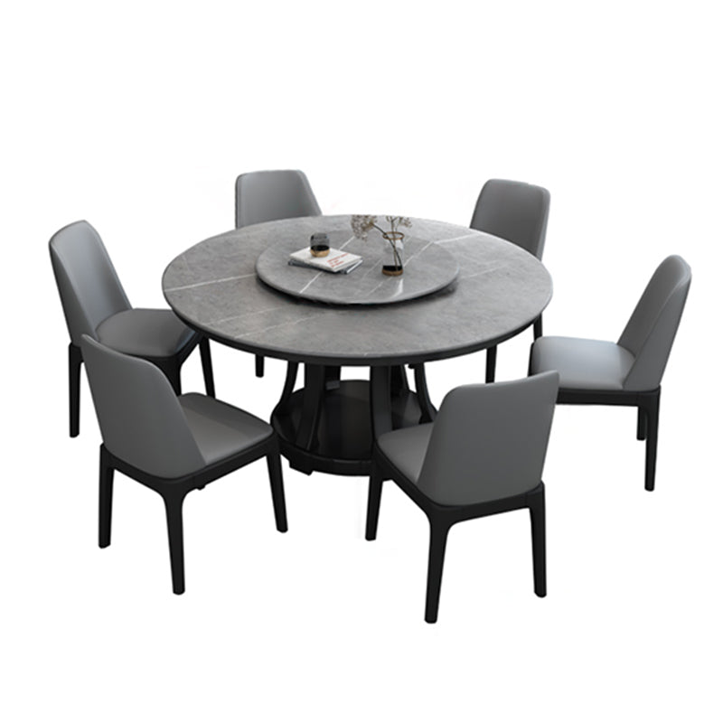 Contemporary Sintered Stone Round Dining Table Standard Kitchen Dining Table with Pedestal Base