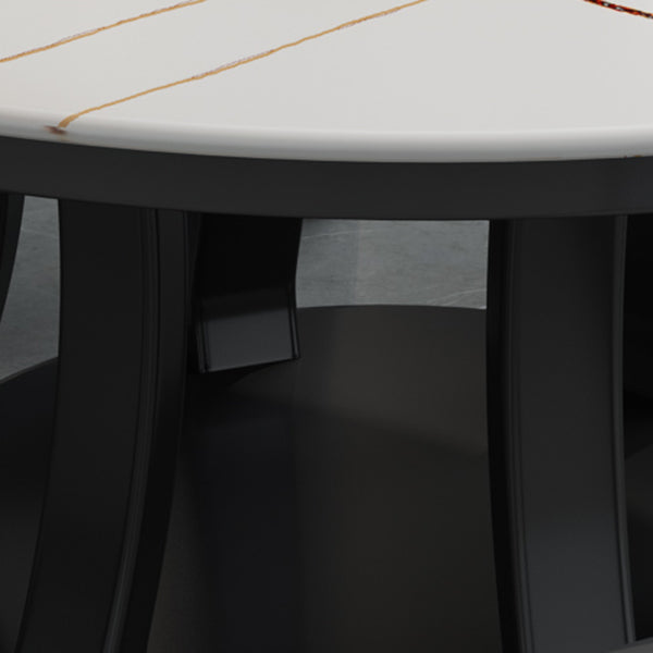 Contemporary Sintered Stone Round Dining Table Standard Kitchen Dining Table with Pedestal Base