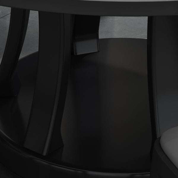 Contemporary Sintered Stone Round Dining Table Standard Kitchen Dining Table with Pedestal Base
