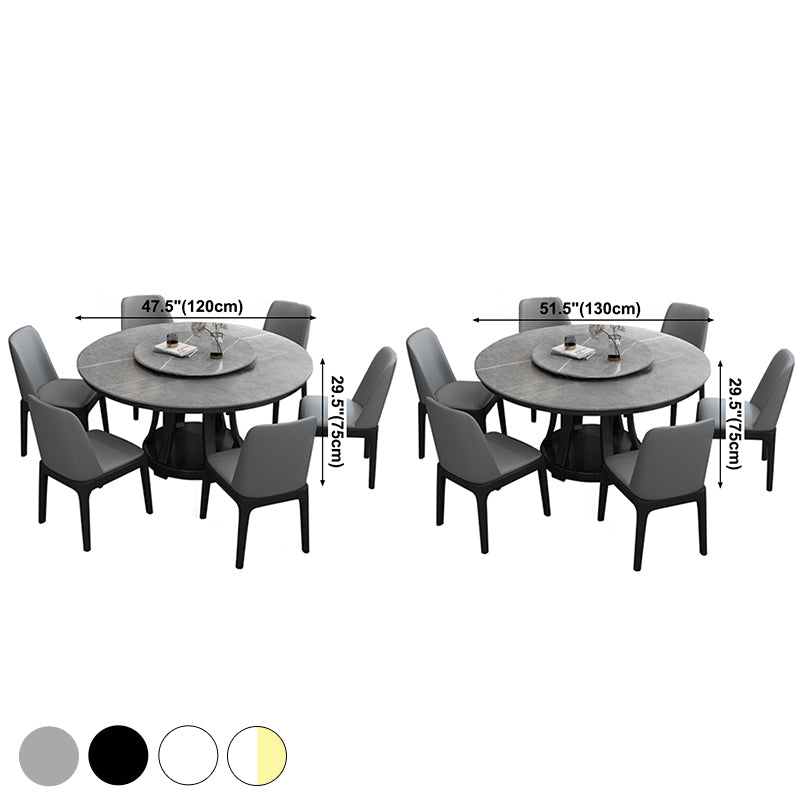 Contemporary Sintered Stone Round Dining Table Standard Kitchen Dining Table with Pedestal Base
