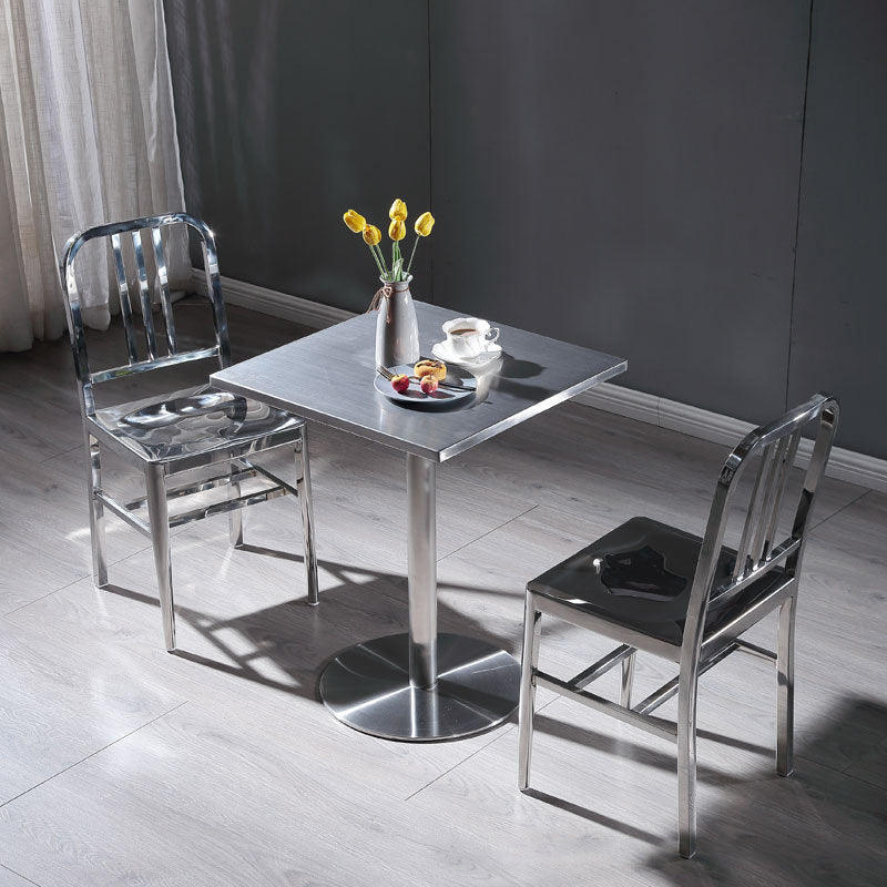 Industrial Dining Room Table Stainless Steel Table with Pedestal Table