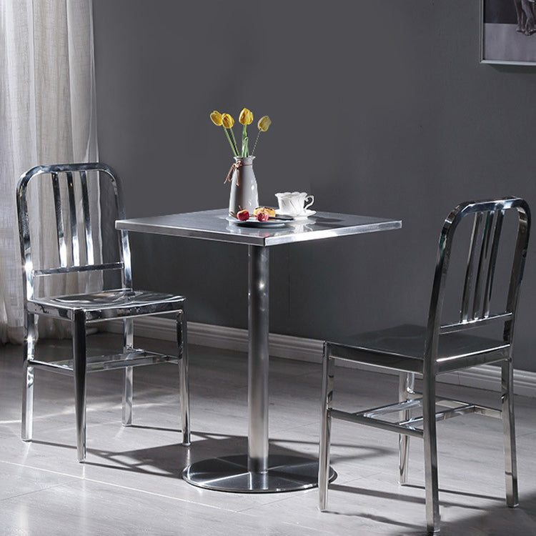Industrial Dining Room Table Stainless Steel Table with Pedestal Table