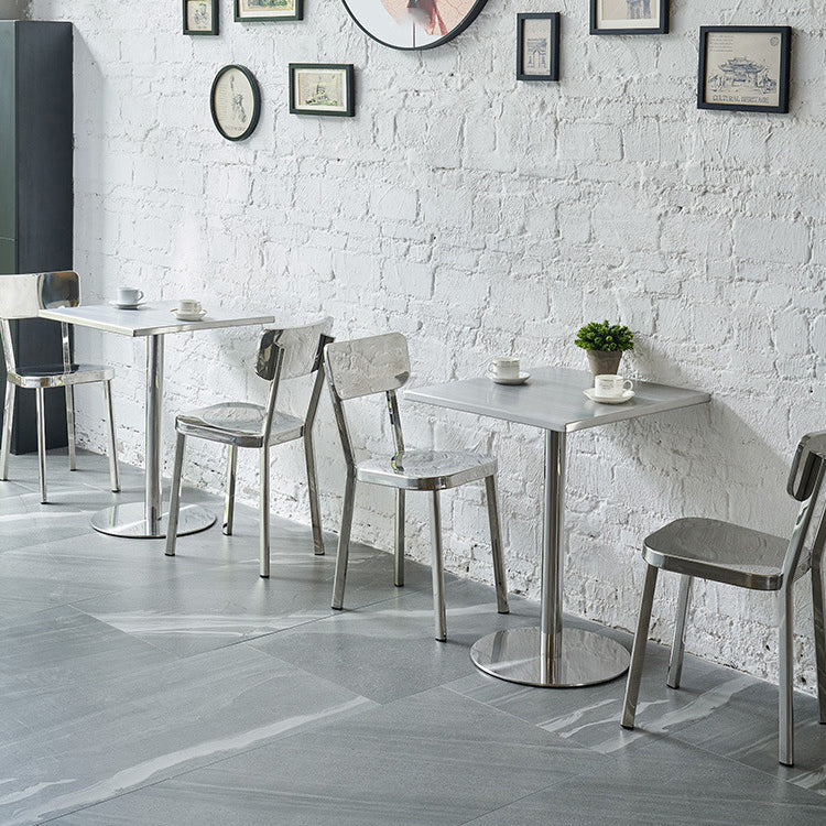 Industrial Dining Room Table Stainless Steel Table with Pedestal Table