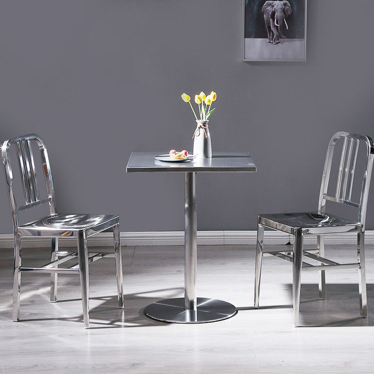 Industrial Dining Room Table Stainless Steel Table with Pedestal Table