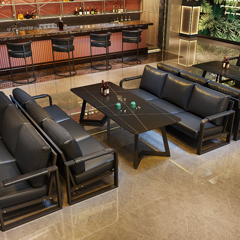 Industrial Style Sintered Stone Dinner Room Kitchen Table Black Sled Base Table for Dinning Room