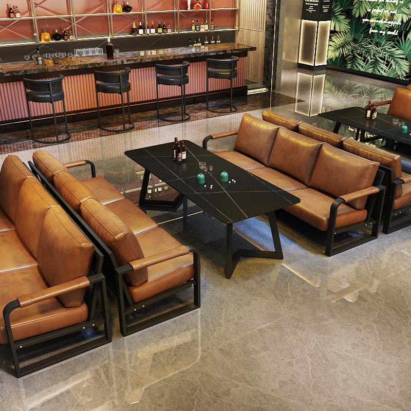 Industrial Style Sintered Stone Dinner Room Kitchen Table Black Sled Base Table for Dinning Room