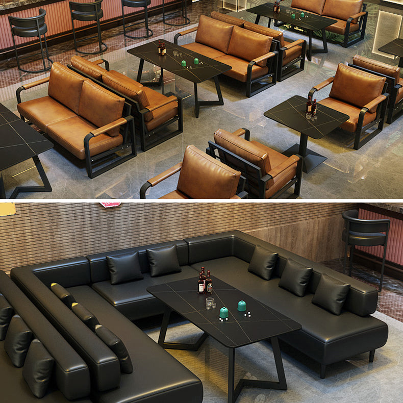 Industrial Style Sintered Stone Dinner Room Kitchen Table Black Sled Base Table for Dinning Room