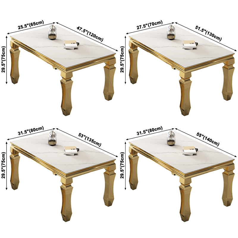Metal Traditional Luxury Rectangle Dining Table Sintered Stone Table with 4 Legs