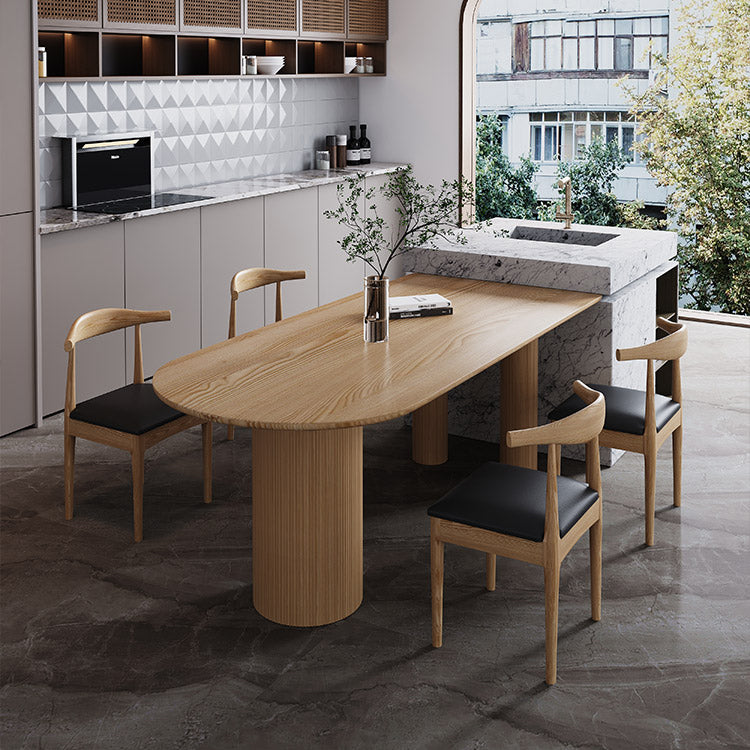 Table à manger en bois massif en pin moderne double table de forme libre de base de piédestal pour la maison