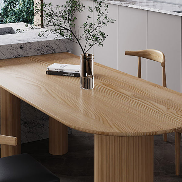 Table à manger en bois massif en pin moderne double table de forme libre de base de piédestal pour la maison
