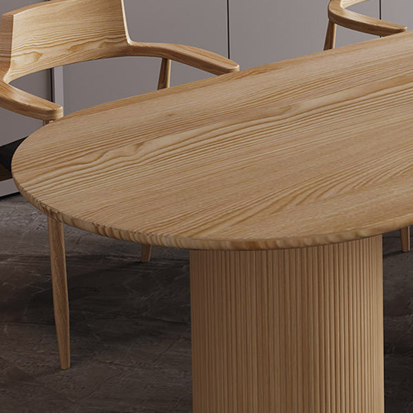 Table à manger en bois massif en pin moderne double table de forme libre de base de piédestal pour la maison