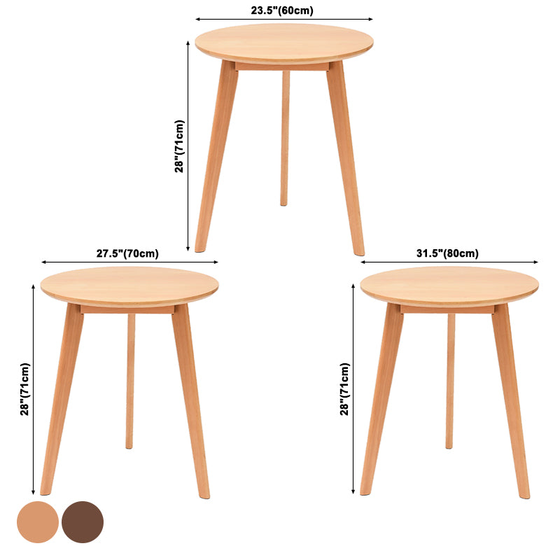 Round Minimalist Dining Table Wood Color Fixed Table with Beech Solid Wood