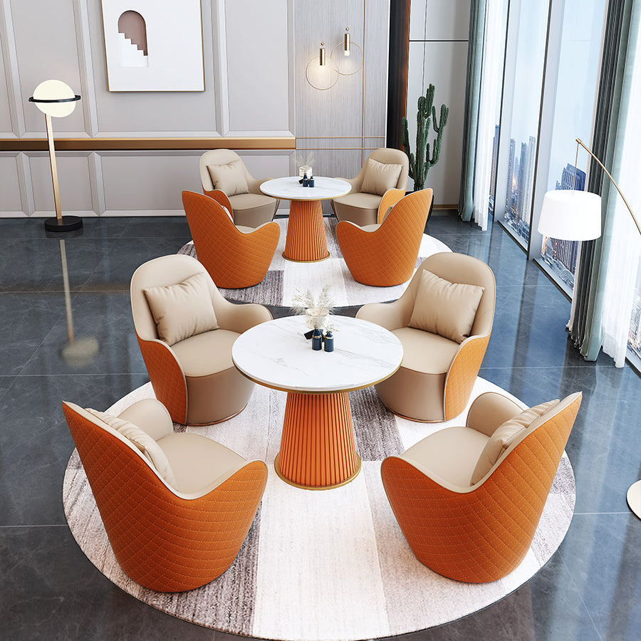 Round  Dinette Table Traditional Luxury Dinner Room Kitchen Table with Metal Base