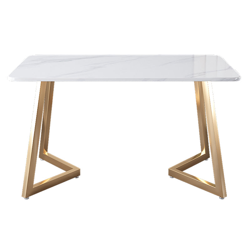 Metal Mesa de comedor de piedra sinterizada de rectángulo de lujo tradicional con base de trineo