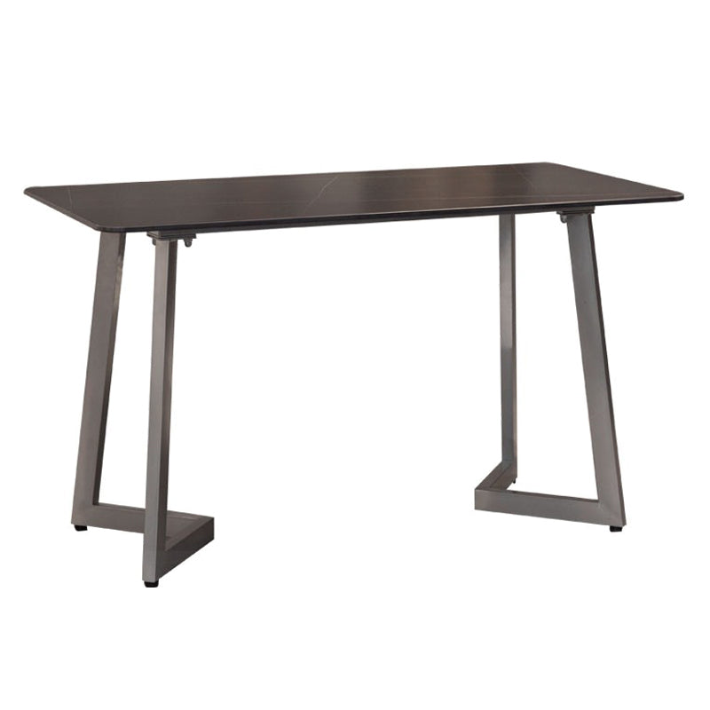 Industriële eettafel Zwart gesinterde stenen eettafel met dubbel voetstuk
