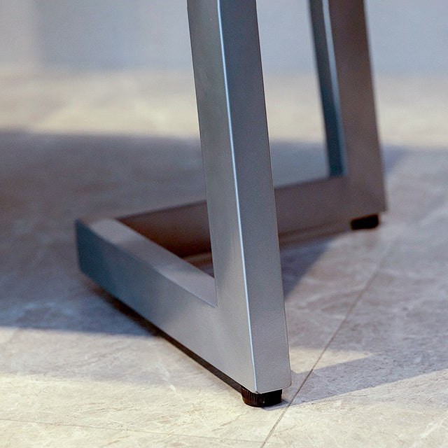 Industriële eettafel Zwart gesinterde stenen eettafel met dubbel voetstuk