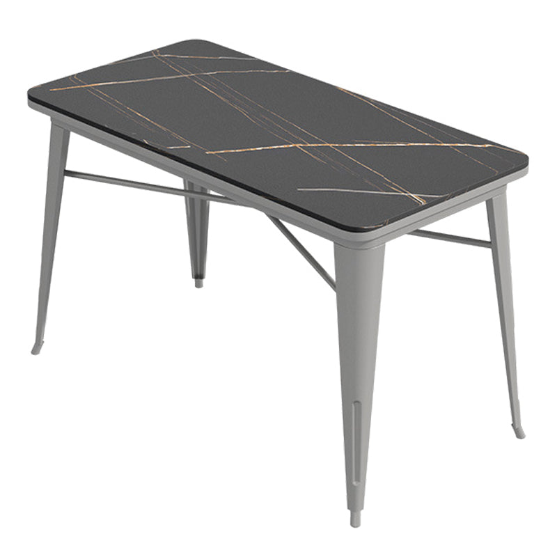 Mesa de comedor industrial Mesa de comedor de piedra sinterizada negra con base de trineo