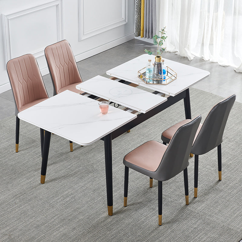 Contemporary Rectangle Dining Room Table White Sintered Stone Table with 4 Legs