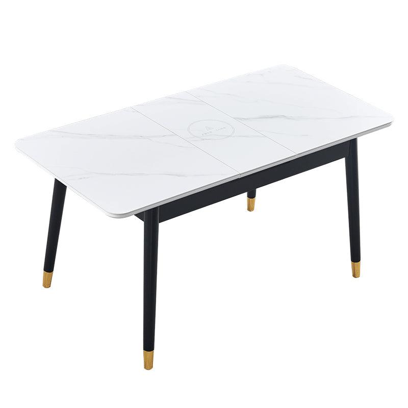 Contemporary Rectangle Dining Room Table White Sintered Stone Table with 4 Legs
