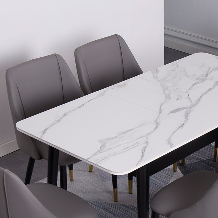 Contemporary Rectangle Dining Room Table White Sintered Stone Table with 4 Legs