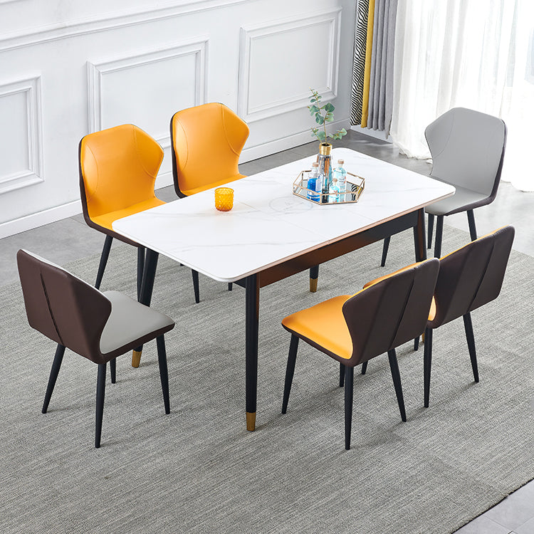 Contemporary Rectangle Dining Room Table White Sintered Stone Table with 4 Legs