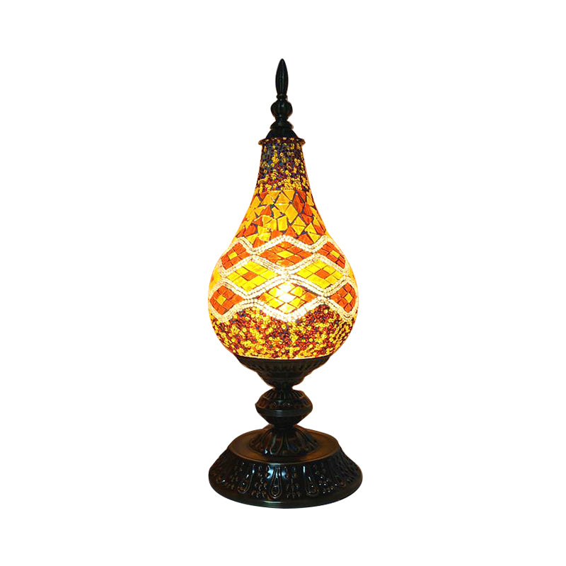 Lampe de Table LED en verre fabriquée à la main, Vintage, blanc/rouge/jaune, lampe de chevet en forme de larme pour chambre à coucher