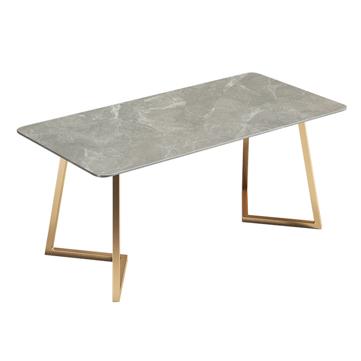 Metal Traditional Luxury Rectangle Table Sintered Stone Table with Sled Base