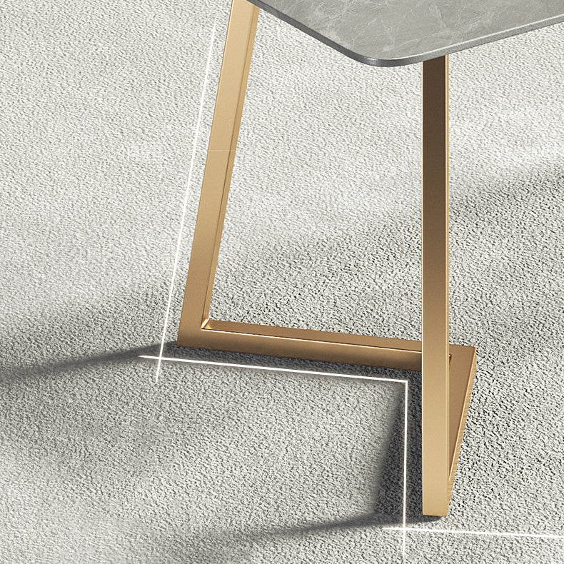 Metal Traditional Luxury Rectangle Table Sintered Stone Table with Sled Base