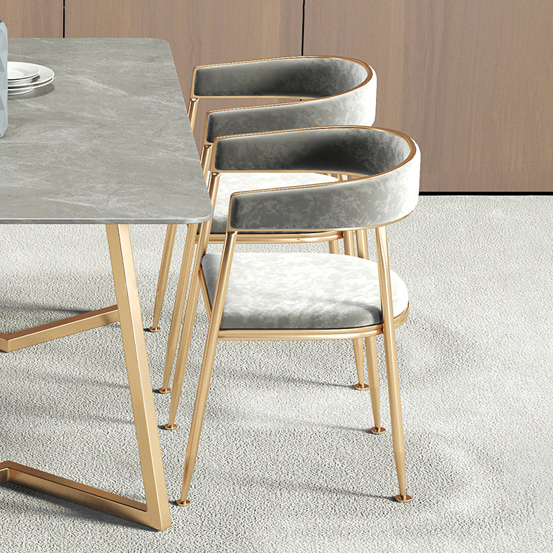 Metal Traditional Luxury Rectangle Table Sintered Stone Table with Sled Base