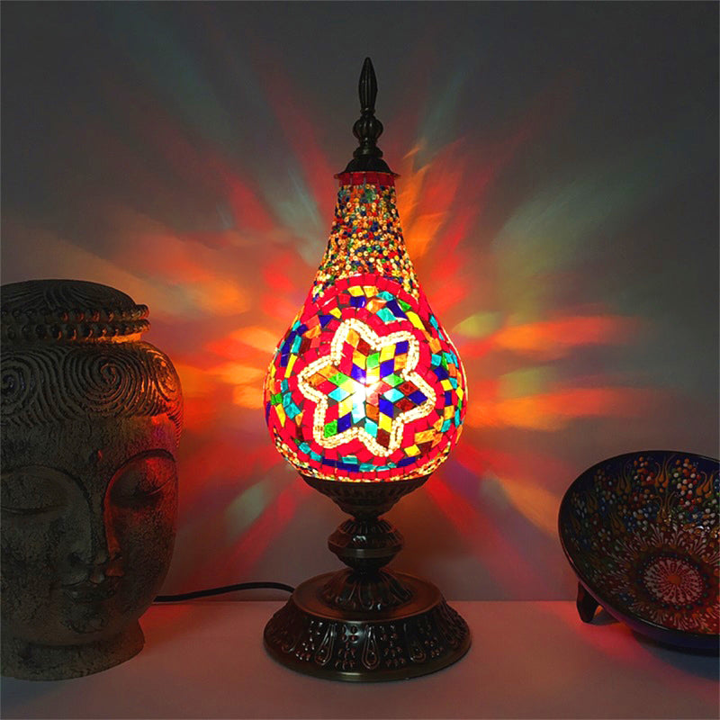 LED handgemaakte glazen tafellamp Vintage wit/rood/geel traan slaapkamer nachtkastje lamp
