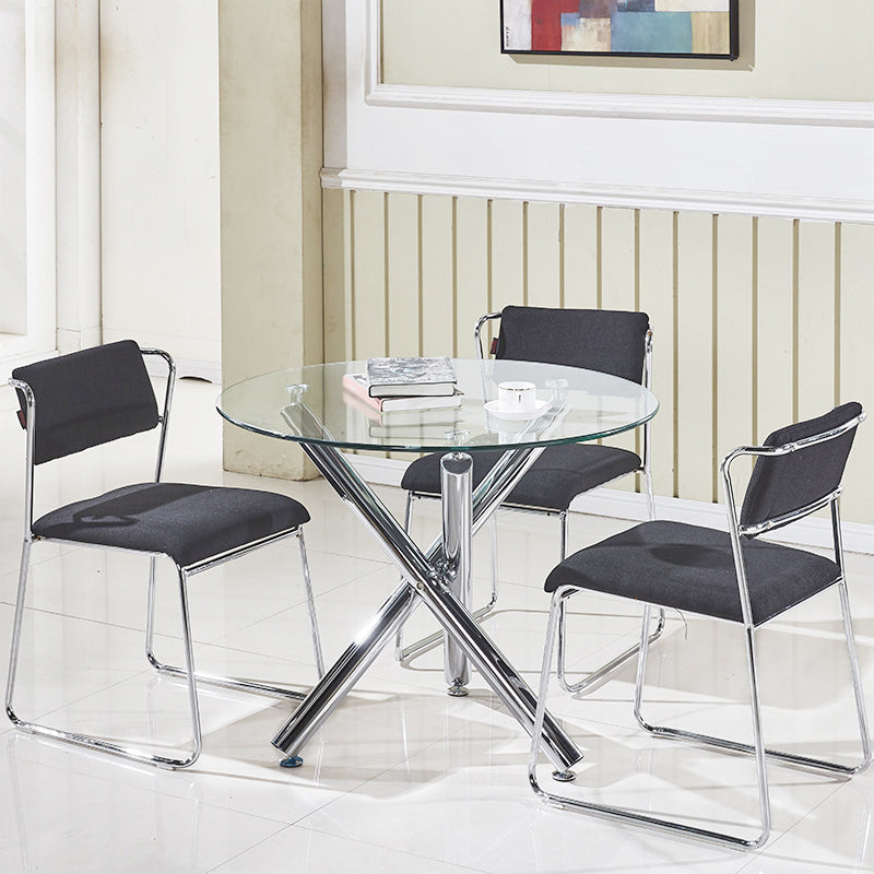 Ronde vorm transparant eettafel glazen tafel minimalistisch met 3 poten