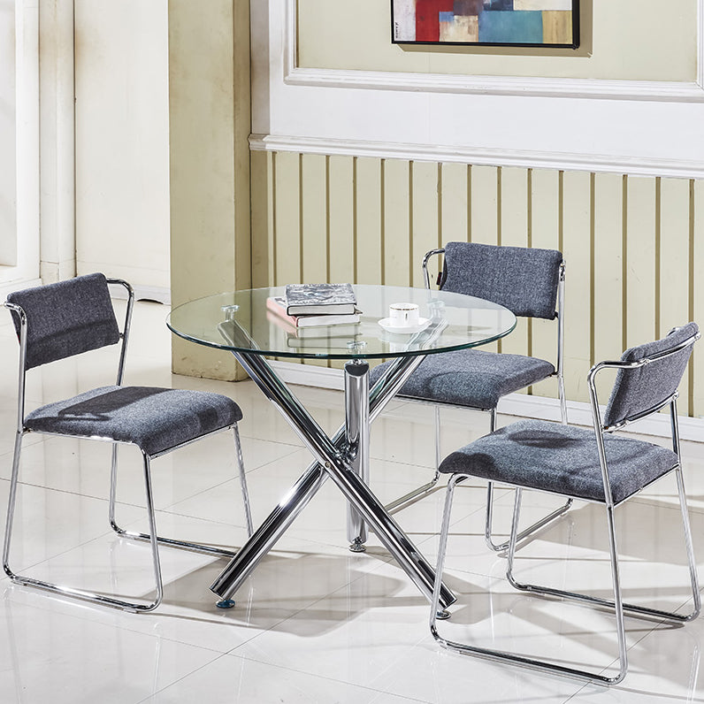 Ronde vorm transparant eettafel glazen tafel minimalistisch met 3 poten