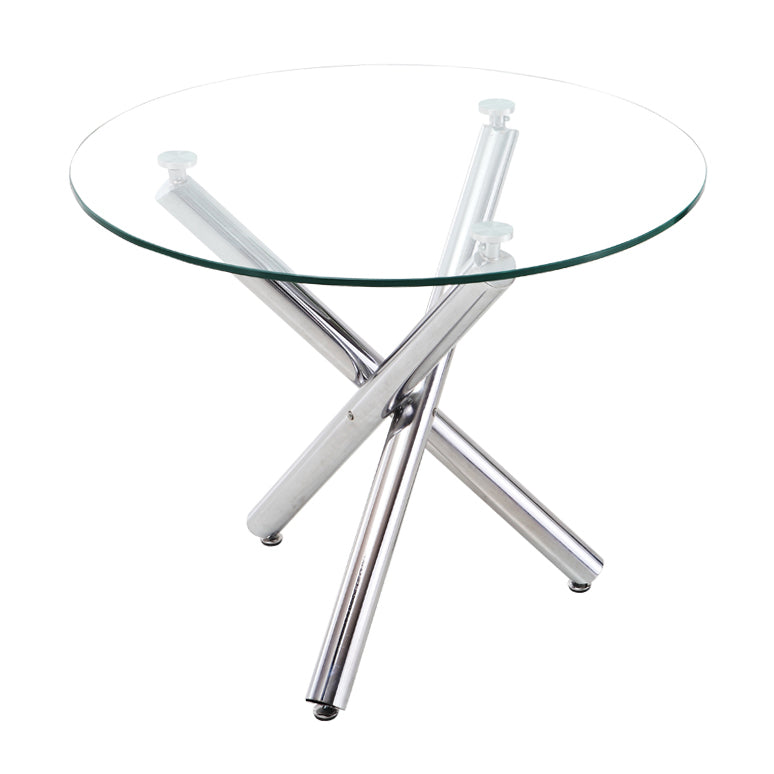 Ronde vorm transparant eettafel glazen tafel minimalistisch met 3 poten