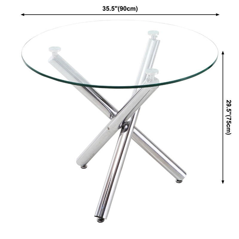 Ronde vorm transparant eettafel glazen tafel minimalistisch met 3 poten