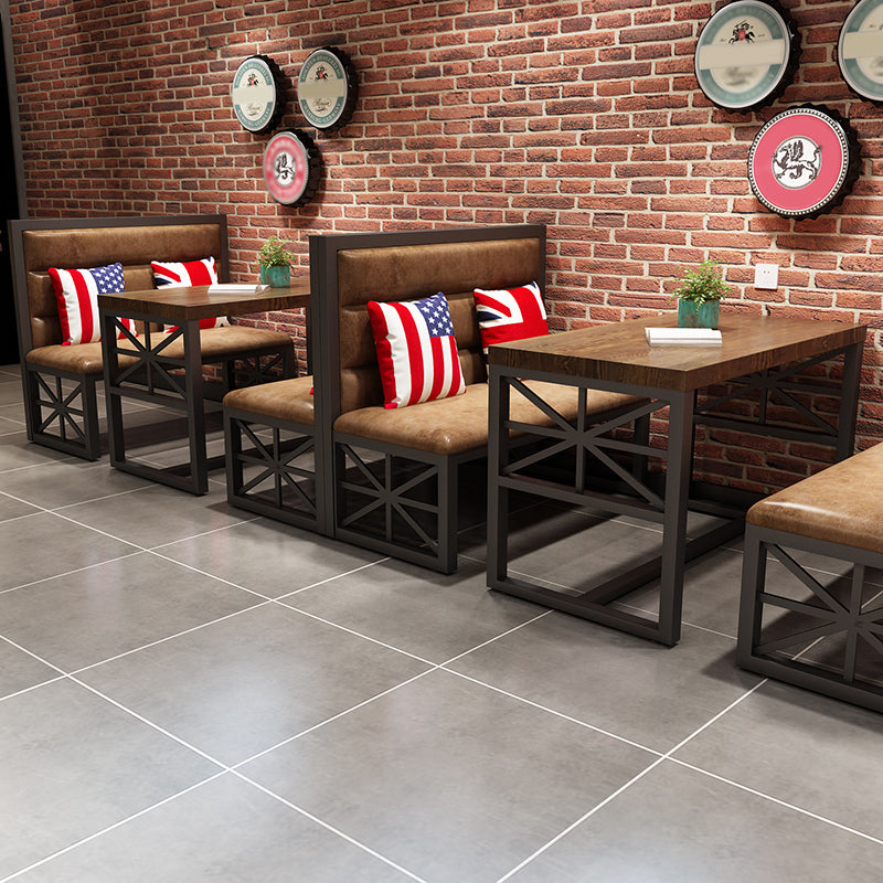 Industrial Solid Wood Dinner Room Kitchen Table Brown Trestle Base Table for Dinning Room